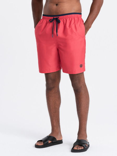 Ombre Clothing Korallszínű férfi bordázott fürdőruha Ombre Clothing
