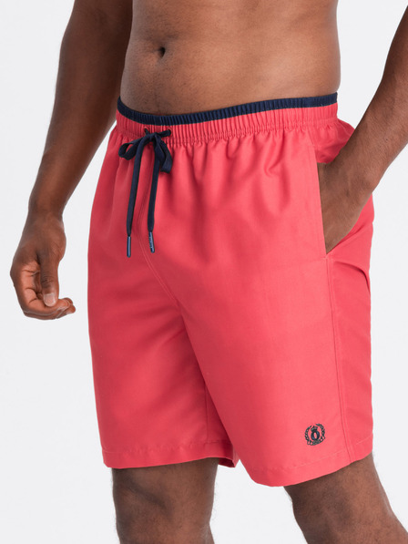 Ombre Clothing Korallszínű férfi bordázott fürdőruha Ombre Clothing