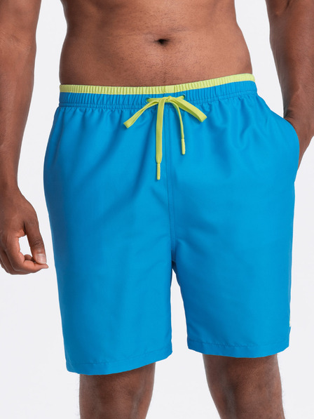 Ombre Clothing Kék férfi bordázott fürdőruha Ombre Ruházat