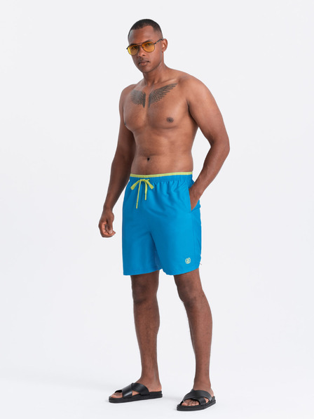 Ombre Clothing Kék férfi bordázott fürdőruha Ombre Ruházat