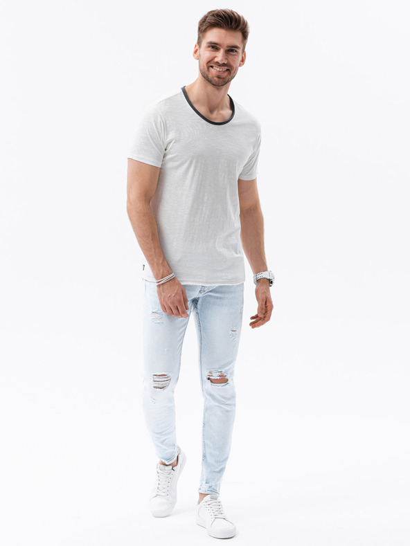 Ombre Clothing Krémszínű férfi póló Ombre ruházat