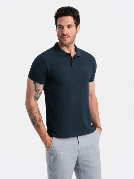 Ombre Clothing Sötétkék férfi alap póló póló Ombre Ruházat