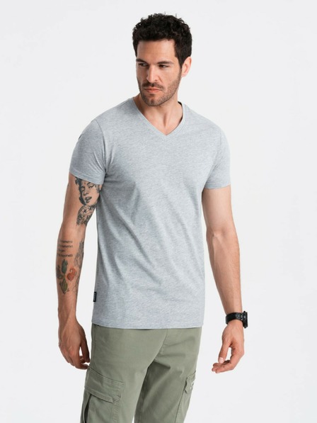 Ombre Clothing Szürke férfi pamut alap férfi póló Ombre Clothing