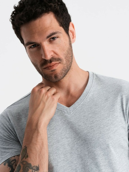 Ombre Clothing Szürke férfi pamut alap férfi póló Ombre Clothing