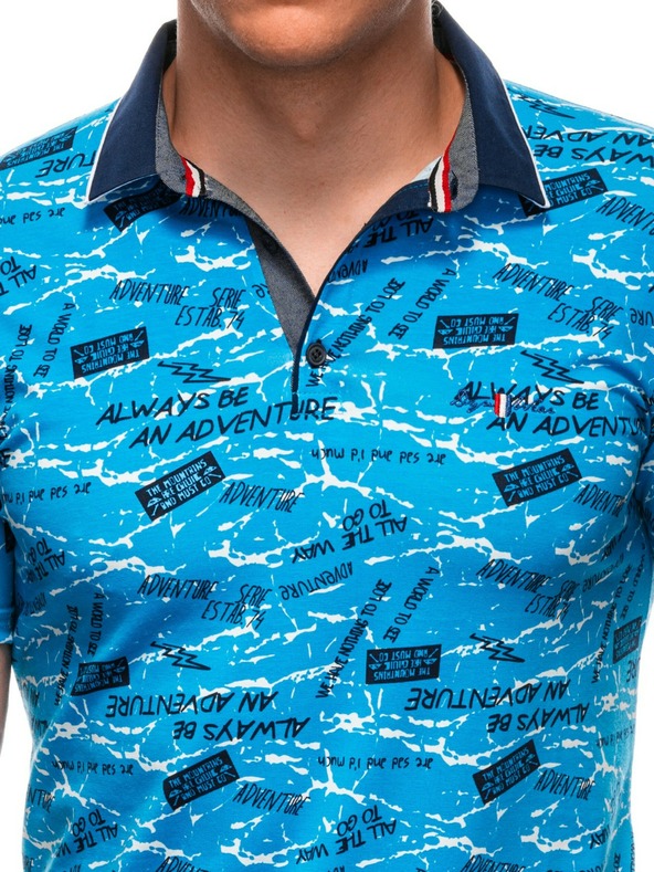 Edoti Férfi póló ing mintával - világoskék EDOTI