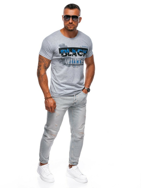 Edoti Férfi póló nyomtatással - szürke EDOTI