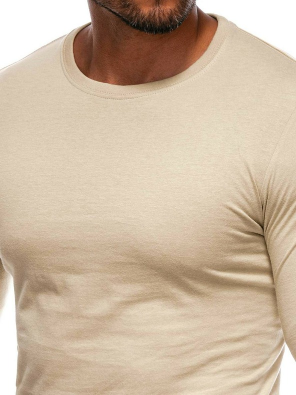 Edoti Edoti férfi hosszú ujjú póló bézs színben