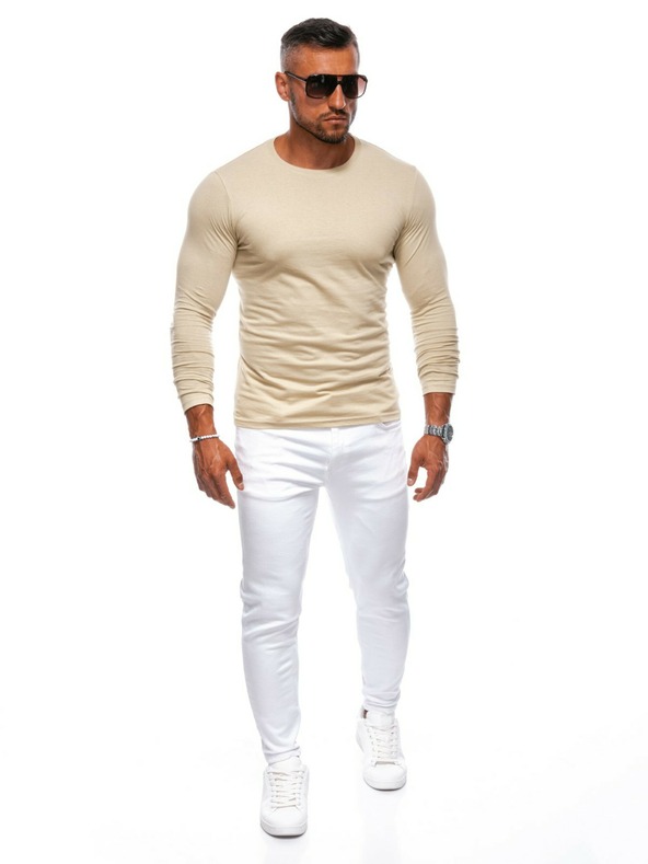Edoti Edoti férfi hosszú ujjú póló bézs színben