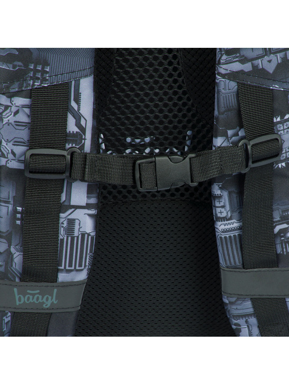 BAAGL  Baagl Core Technic szürke iskolai hátizsák