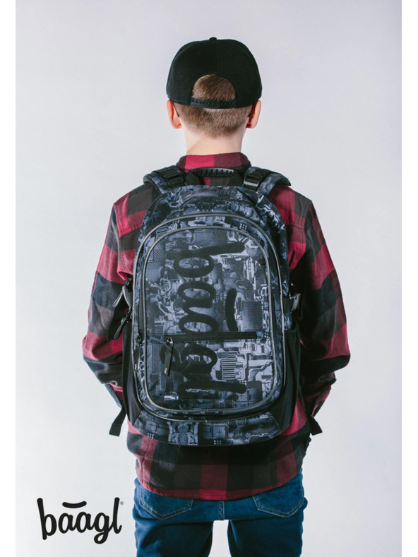 BAAGL  Baagl Core Technic szürke iskolai hátizsák