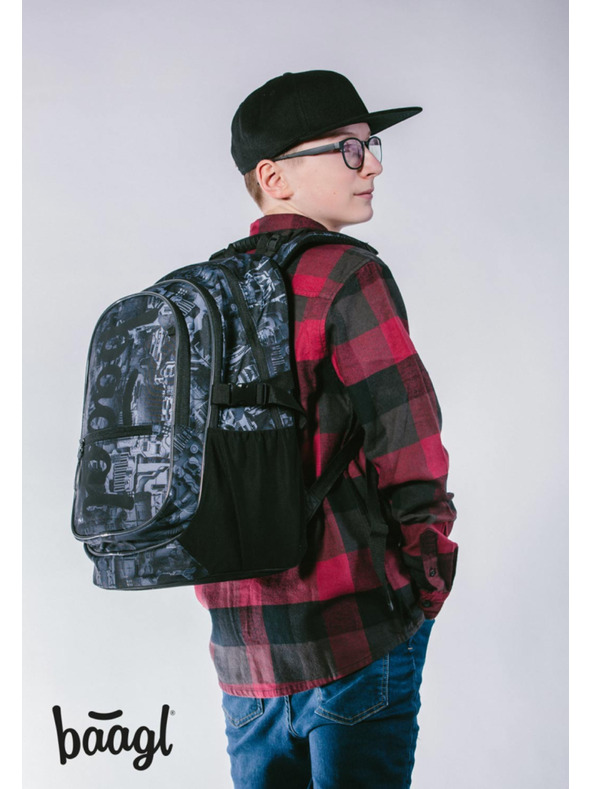 BAAGL  Baagl Core Technic szürke iskolai hátizsák