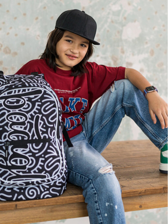 BAAGL  Fekete mintás iskolai szett - hátizsák, tolltartó, táska Baagl Core Element