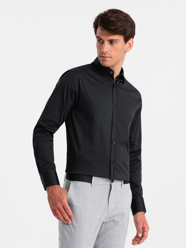 Ombre Clothing Férfi szatén ing Ombre Clothing SLIM FIT V4 OM-SHOS-0176 Férfi szatén ing Ombre Clothing SLIM FIT V4 OM-SHOS-0176