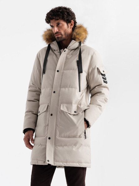 Ombre Clothing Férfi hosszú parka kabát kapucnival Ombre Clothing