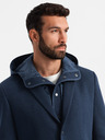 Ombre Clothing Férfi kapucnis dzseki magas gallérral sötétkék Ombre Clothing