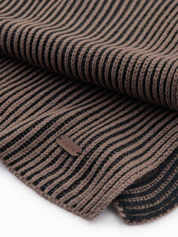 Ombre Clothing Férfi kötött sál kéttónusú csíkos barna és fekete Ombre Ruházat