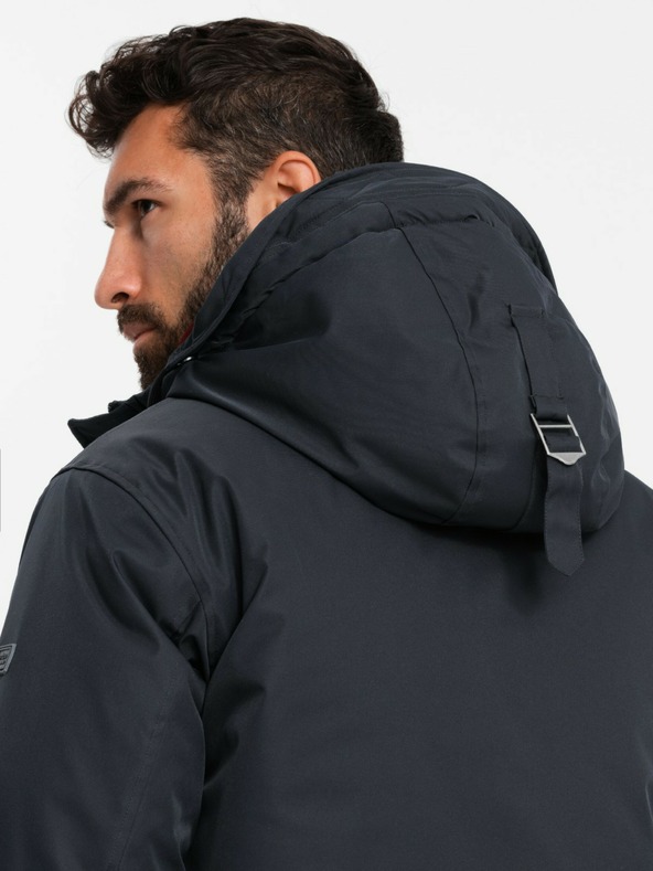 Ombre Clothing Férfi klasszikus hosszú parka kabát fekete Ombre Ruházat Ombre Ruházat