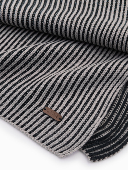 Ombre Clothing Férfi kötött sál kéttónusú csíkokkal szürke és fekete Ombre ruházat