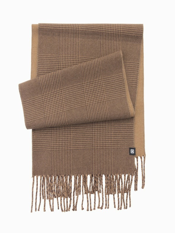 Ombre Clothing Férfi megfordítható kockás sál rojtokkal barna és bézs Ombre ruházat