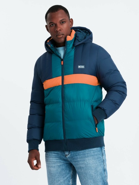 Ombre Clothing Férfi retro sportdzseki sötétkék és narancssárga színben Ombre Ruházat
