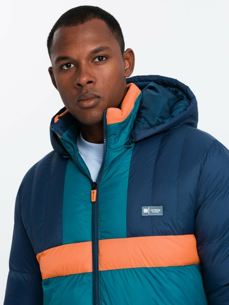 Ombre Clothing Férfi retro sportdzseki sötétkék és narancssárga színben Ombre Ruházat