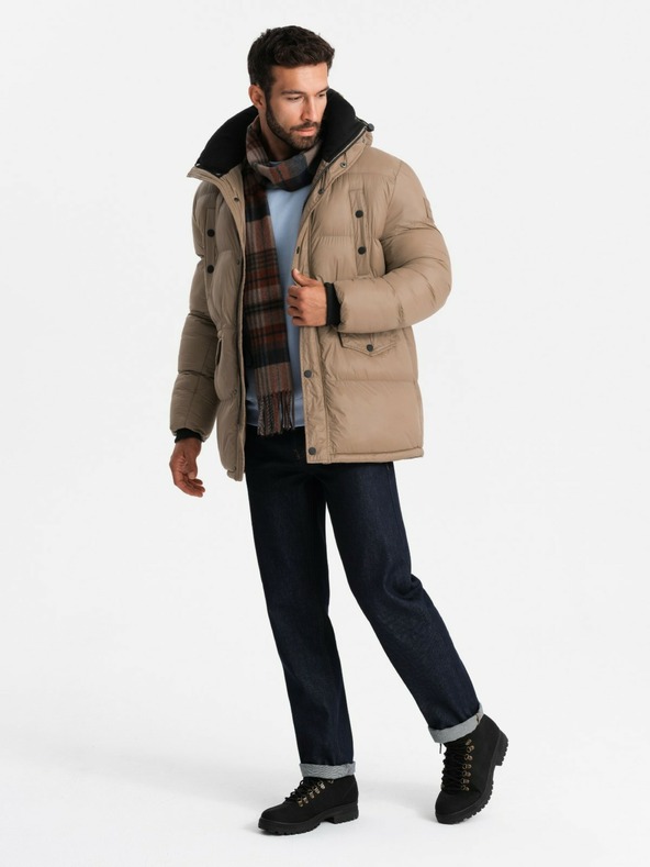 Ombre Clothing Férfi hosszú kabát zsebekkel Ombre Clothing