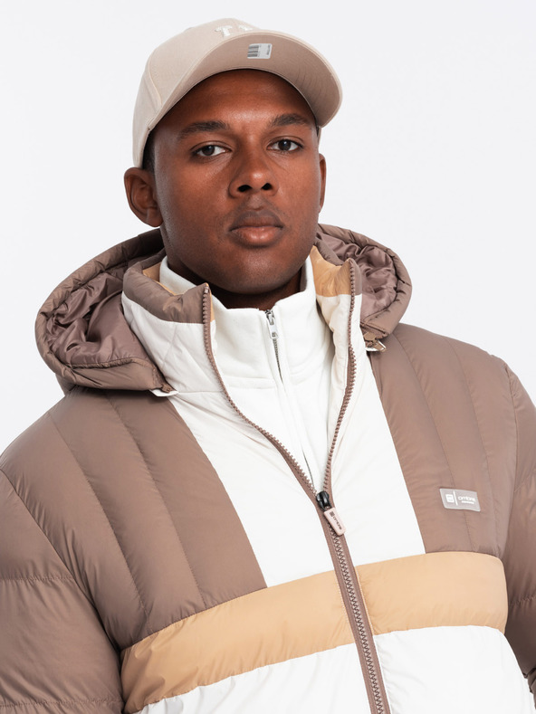 Ombre Clothing Férfi színes retro sportdzseki bézs és fehér Ombre ruházat Ombre Clothing