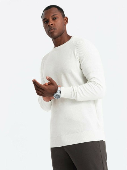 Ombre Clothing Férfi Raglan pulóver bordázott ujjú Fehér Ombre ruházat