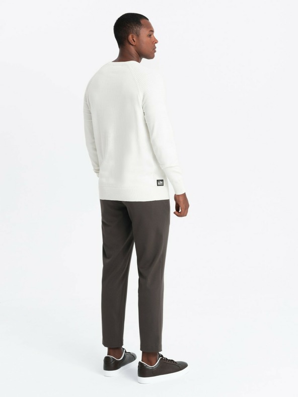 Ombre Clothing Férfi Raglan pulóver bordázott ujjú Fehér Ombre ruházat