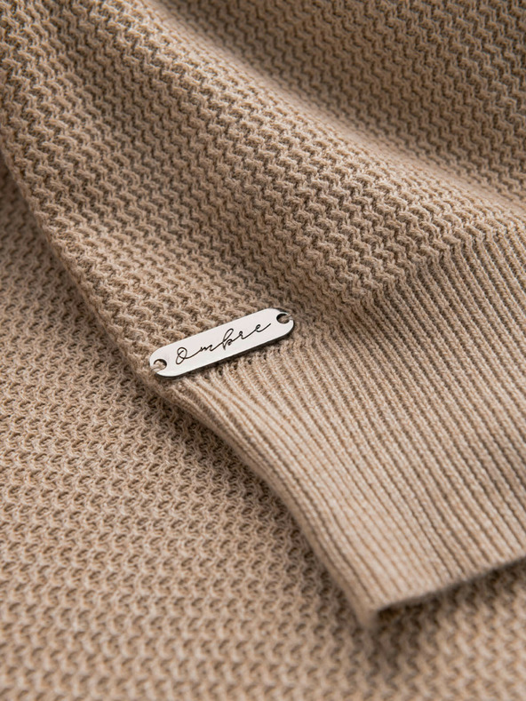 Ombre Clothing Férfi melange strukturált kötött pulóver homok Ombre ruházat