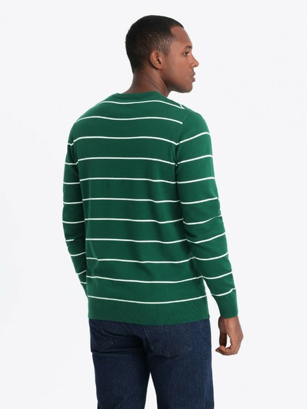Ombre Clothing Férfi alkalmi vízszintes csíkos pulóver zöld Ombre ruházat