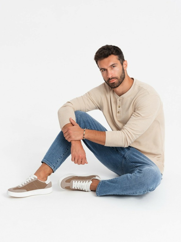 Ombre Clothing Oldschool férfi vastag talpú tornacipő világos barna Ombre ruházat