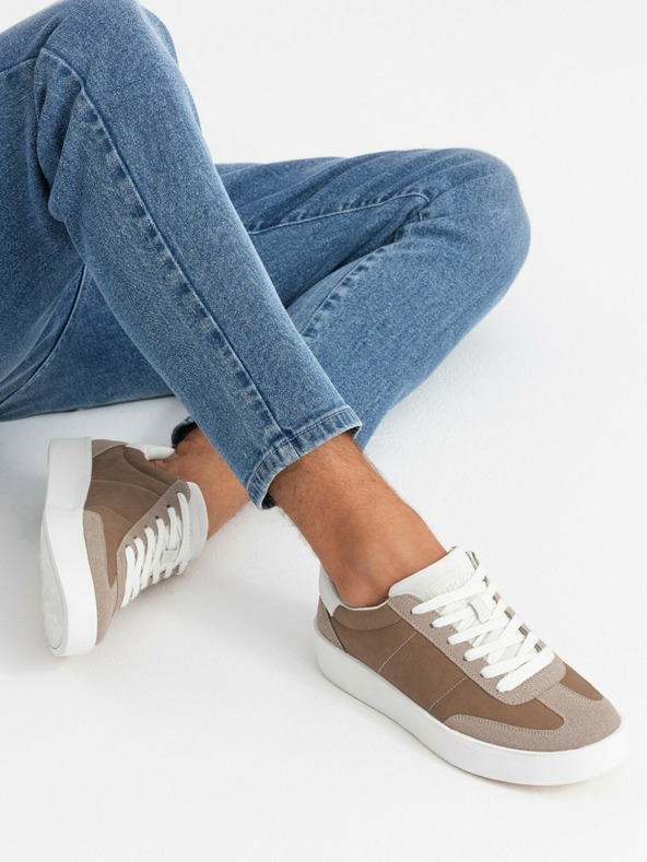 Ombre Clothing Oldschool férfi vastag talpú tornacipő világos barna Ombre ruházat