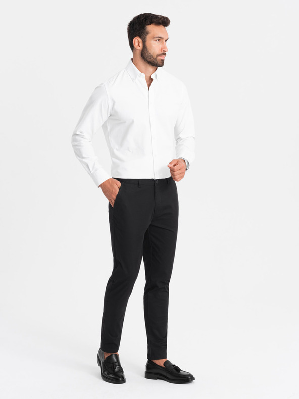 Ombre Clothing Férfi REGULAR FIT chino nadrág fekete Ombre ruházat