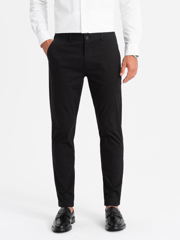 Ombre Clothing Férfi REGULAR FIT chino nadrág fekete Ombre ruházat