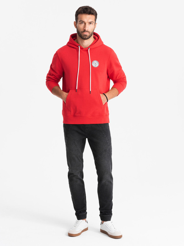 Ombre Clothing Férfi farmer tréningnadrág aszimmetrikus varrással fekete Ombre Ruházat