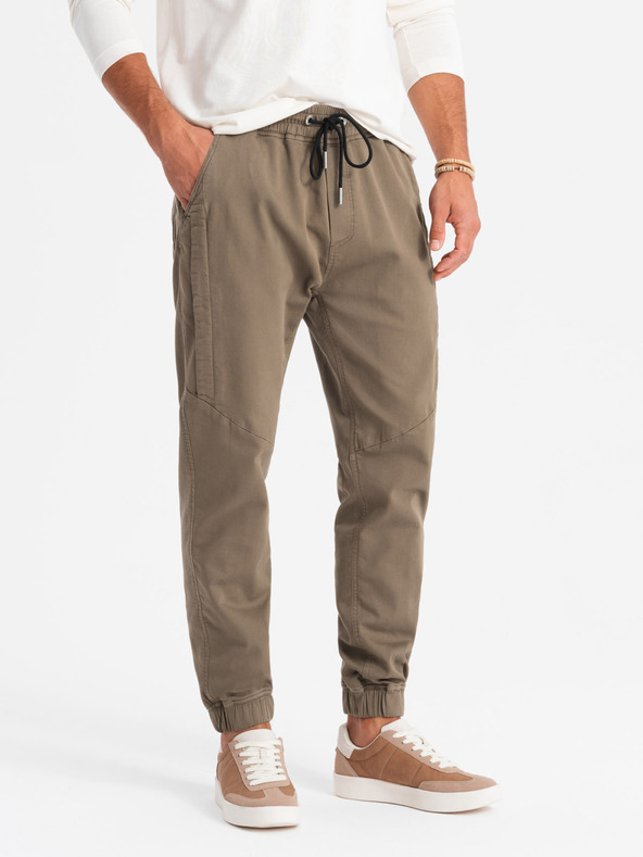 Ombre Clothing Férfi kötött melegítőnadrág rakásokkal sötétbarna Ombre ruházat