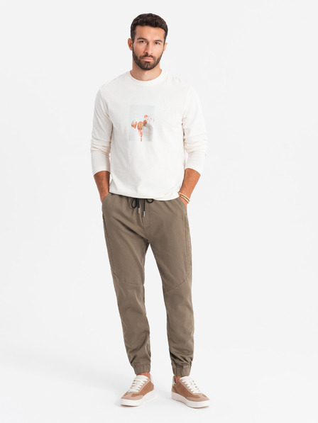 Ombre Clothing Férfi kötött melegítőnadrág rakásokkal sötétbarna Ombre ruházat