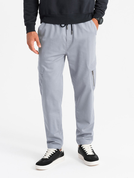 Ombre Clothing Férfi kötött melegítőnadrág cargo zsebekkel világosszürke Ombre Ruházat