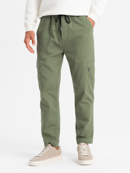 Ombre Clothing Férfi kötött melegítőnadrág zsebekkel olívazöld Ombre Clothing Ombre Clothing
