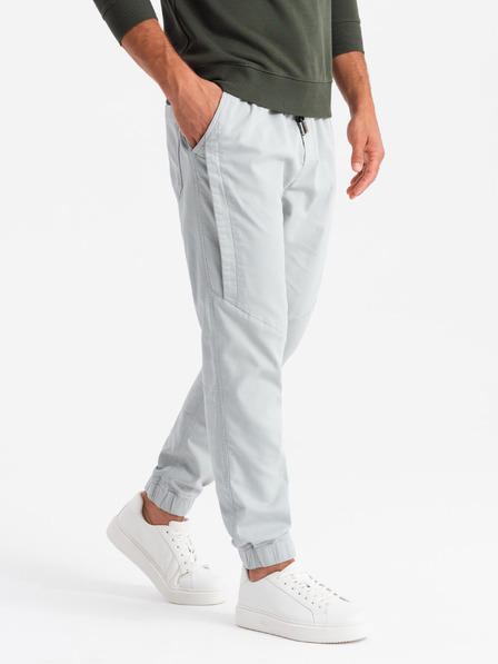 Ombre Clothing Férfi kötött melegítőnadrág hajtókákkal világosszürke Ombre ruházat Ombre ruházat