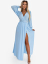 numoco FIORELLA Hosszú ruha széles övvel és nyakkivágással - világoskék Numoco