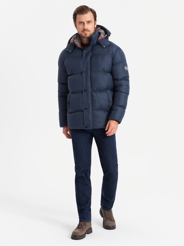 Ombre Clothing Férfi kockás bélelt kabát Ombre Clothing