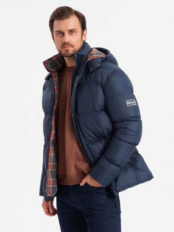 Ombre Clothing Férfi kockás bélelt kabát Ombre Clothing