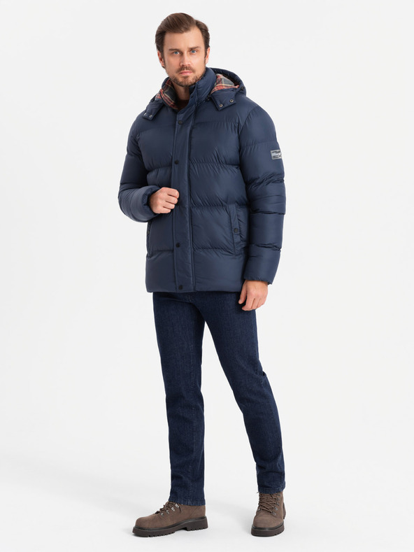 Ombre Clothing Férfi kockás bélelt kabát Ombre Clothing