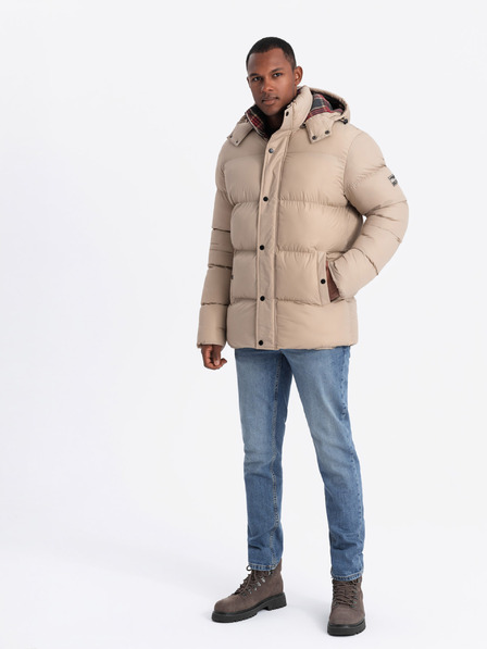 Ombre Clothing Férfi kockás bélelt kabát Ombre Clothing