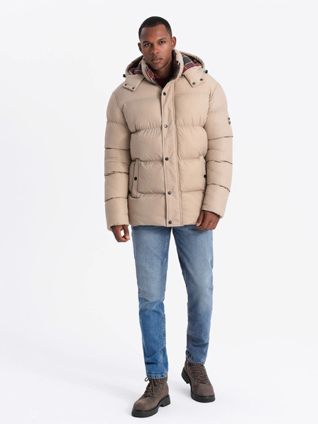 Ombre Clothing Férfi kockás bélelt kabát Ombre Clothing