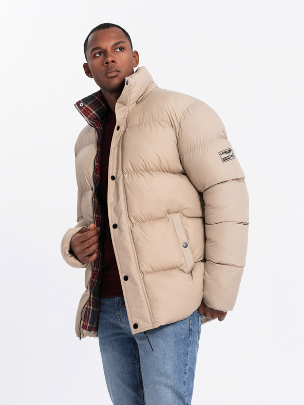 Ombre Clothing Férfi kockás bélelt kabát Ombre Clothing