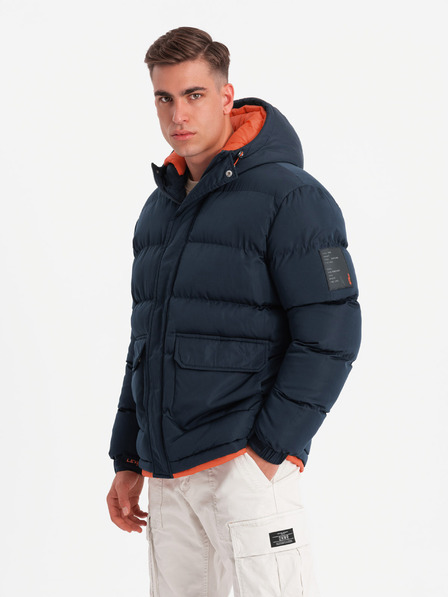 Ombre Clothing Ombre Clothing férfi sportos meleg kabát dupla kapucnival