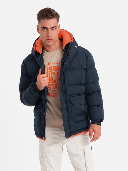 Ombre Clothing Ombre Clothing férfi sportos meleg kabát dupla kapucnival